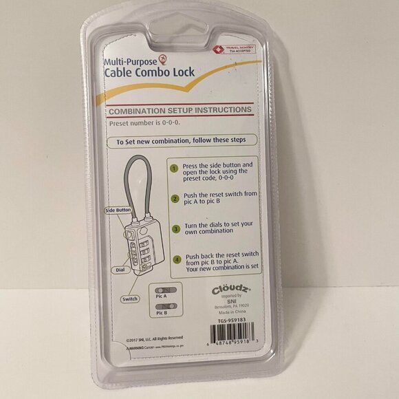 Cloudz Multi Purpose Cable Combo Lock - Picture 4 of 11